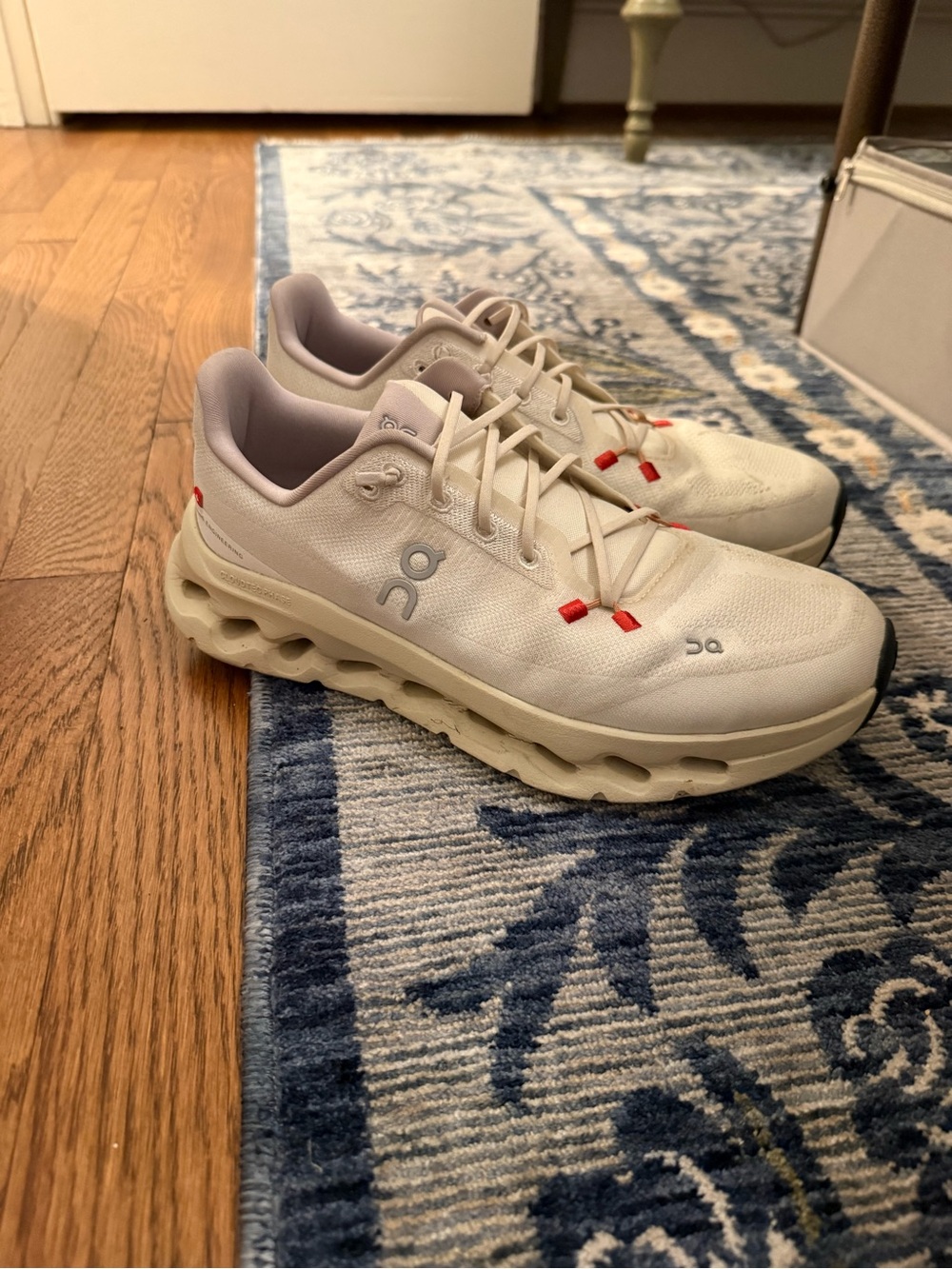 On Running Cloudnova Sneakers in Cream with Red Accent